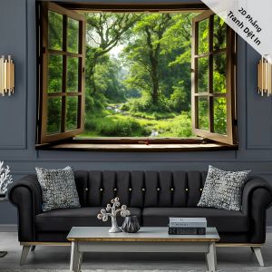 VIKAMA Cảnh Quan Rừng Rậm Tấm Thảm Treo Tường Sợi Polyester Phòng Khách Phòng Ngủ Trang Trí Văn Phòng Không Dệt Chống Bụi Bẩn Không Có Xơ Vải