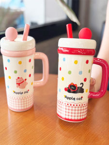 Cốc Cà Phê Gốm Sứ Dung Tích Lớn Họa Tiết Chấm Bi Dễ Thương Cho Cặp Đôi Quà Tặng Dùng Tại Nhà Cốc Đựng Nước