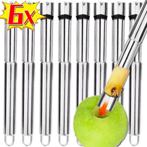 6PCS Stainless Steel Fruit Corer Remover Protable Fruit Vegetable Tool Apple Pear Remover Cutter Kitchen Reusable Gadgets