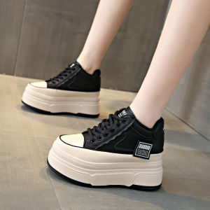 Womens Casual Shoes 8cm Heightening Brown Leather Surface Thick Bottom Platform Spring Autumn New Style Fashionable Breathable