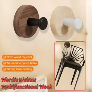 Multifunctional Walnut Hook Free Punching Hook Strong Load-Bearing Capacity Clothes Hat Hangers