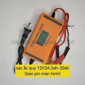 bộ sạc bình ác quy tự động ngắt 12v2A 2Ah-20Ah sạc acquy xe máy xe ô tô(màn hình báo đầy)