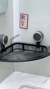 KIYO Rak Kamar Mandi Triangle Serbaguna Cantik│Rak Kamar Mandi Plastik Estetik│Rak Sabun Shampoo Transparan Model Tempel Dinding Kuat Kokoh│Rak Kamar Mandi Simple Elegan Aesthetic