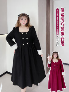 Red Slimming Vintage Court Style Square Collar Long Dress for plus Size Women Elegant Hepburn Style Dress for Wedding