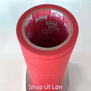 Băng keo giấy màu đỏ rộng 1.5cm dài 25 mét lõi giấy 3mm 1 cây 18 cuộn giá tại xưởng