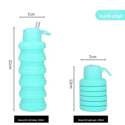 Bình Nước Thể Thao Silicon Platinum Có Cốc Gấp Nắp Uống Sáng Tạo Có Thể Thu Gọn Bình Thể Thao Ngoài Trời Xuất Khẩu Quốc Tế
