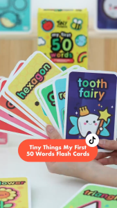Tiny Things My First 50 Words Educational Flash Cards | Baby Toddler Homeschool Montessori English