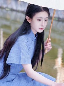 Elegant Cotton Linen Cheongsam with Grand Sleeves Vintage Style Low Slit Daily Wear Short Sleeve Long Gown for Young Women