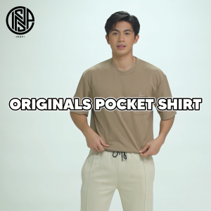 COLLAB by Inspi Originals Pocket Shirt for Men and Woman Relaxed Fit Round Neck Plain Tops Menswear Collection Casual Korean Shirt