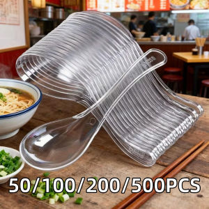 50/500PCS Disposable Spoon Thickened Plastic Food Spoon Takeaway Packaged Food Spoon Suitable For Catering Services Picnics