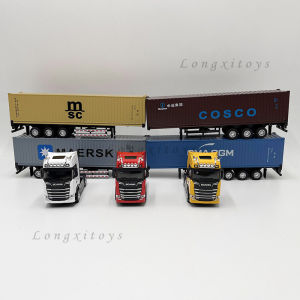1:50 Diecast Metal Truck  Model Toy Scania S730 Semi-Trailer Tractor Pull Back With Sound & Light Children Gifts