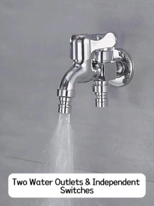 Double Head Washing Machine Water Outlet Faucet G1/2 G3/4 Independent Control Durable & Rust-Proof Shower Faucet