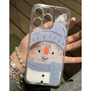 for Vivo case V30 V30pro V29 V27 V21 Y36 Y27 5G Y77 5G Y52 Y72 5G Y16 4G Y19 Y76 5G X60 Cartoon scarf snowman quicksand soft edge silicone anti-drop and shock-proof