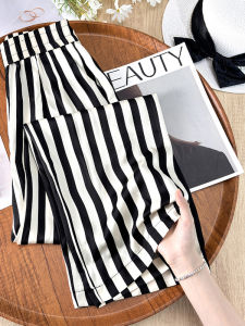 Quần Ống Rộng Kẻ Sọc Cao Cấp Cho Nữ Mùa Hè 2025 Quần Dài Ống Đứng Bằng Lụa Băng Mới Quần Dài Thường Ngày Chống Nắng