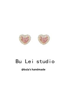 Sweet Pink Heart Shaped Earrings Fashionable Mosquito Coil Tray Design Gentlewomans Jewelry Accessory Quality Ear Jewelry