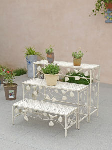 Outdoor Iron Art Plant Stand Single Layer Floor Mounted Rack Garden Courtyard Multi-layer Staircase Style Succulent Plant Pot Rack