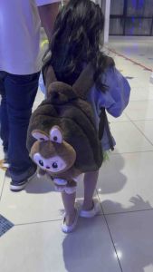 Labubu Cute Cartoon  35cm Plush Backpack Large Capacity School Backpack Shoulder Bag Sling Bag拉布布公仔卡通周边毛绒玩具可爱双肩背包斜挎包
