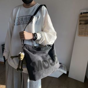 Large Capacity Canvas Crossbody Bag Mens Slant Shoulder Bag Japanese Style Casual Messenger Backpack for Students And Men