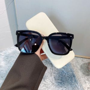 Retro Large Black Frame Square Sunglasses Womens Fashion Sensation Face Slimming Sun Glasses Korean Style round Face Suitable