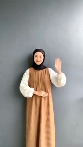 Zetta Inner Outer Long Dress Tanpa Lengan Knit Hornet Gamis Wanita Muslimah Jumbo Termurah Overall Knit Premium