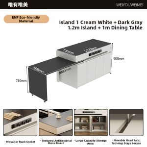Weimei | Rotating Extendable Multipurpose Kitchen Island Table