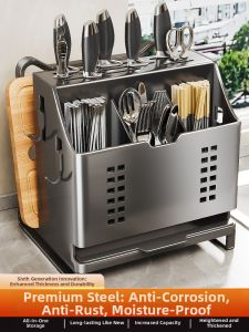 B&W | Multifunction Stainless Steel Kitchen Knife Holder