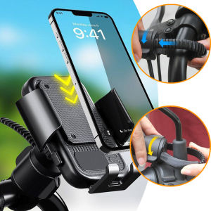 SEAMETAL Universal Motorcycle Phone Holder 360° Adjustable Shockproof Electric Bike Riding Cellphone Mount Navigation Bracket