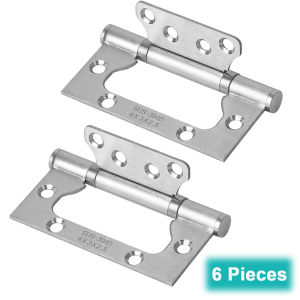 6 Pieces 4x 3 inch Non Mortise Door Hinges Stainless Steel Door Hinges with Mounting Screws Brushed Surface Door Hinge