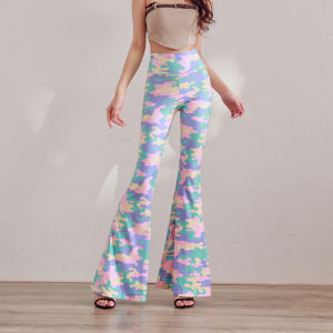 Quần Ống Loe in Họa Tiết Rắn Mỏng Cao Cấp Mùa Xuân 2025 Quần Dài Thường Ngày Cạp Cao Co Giãn Cao Quần Thể Thao