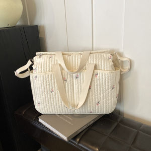 South Korea Bear Flower Mummy Bag Fashion Embroider Handbag Mother and Baby Maternity Package Lightweight Casual Travel Bag