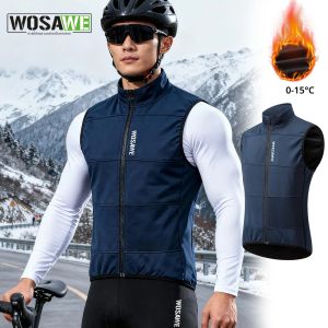 เสื้อกั๊กปั่นจักรยานฤดูหนาว WOSAWE เสื้อกั๊กปั่นจักรยานแบบไม่มีแขน เสื้อแจ็คเก็ตจักรยานเสือภูเขา เสื้อกันลมสำหรับปั่นจักรยาน ไม่มีกระเป๋า
