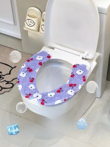 เจลบางเบาะรองนั่งชักโครกฤดูร้อนความรู้สึกเย็นกาวล้างทำความสะอาดได้อุปกรณ์ห้องน้ำฝาปิดชักโครกผู้ใหญ่ การ์ตูน สไตล์