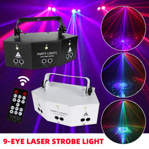 YSH LED Disco Laser Light DMX 9 Eyes RGB Stage Lighting Effect for DJ Club Bar Decoration Party Lights Projector Lamp Halloween