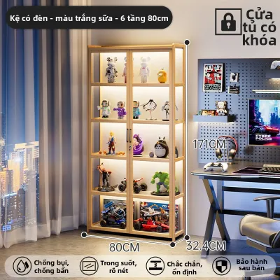 Tủ Trưng Bày Đồ Chơi Đa Tầng Có Khóa Kính Trong Suốt Dung Lượng Cao