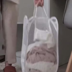 Giỏ Đựng Quần Áo Bẩn Gấp Gọn Dung Tích Lớn Thiết Kế Khung Xương Thông Thoáng Di Động Dễ Dàng Cất Giữ