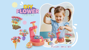 Oldlaiben DIY Flower Craft Kit Kids Educational Arts Handheld Embossing Fabric Bouquet Machine Set Mainan Kanak