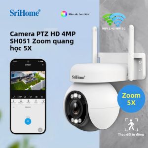 Srihome 4MP 5X Zoom Quang PTZ Camera IP 2.4G/5G WiFi Onvif Starlight Màu Sắc Tầm Nhìn Ban Đêm Chống Nước Ngoài Trời Treo Tường