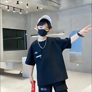 Summer Boys Sets Kids Sports Suit New Fashion Outfit Childrens Short-Sleeved Top Shorts 2 Pieces 2025 Teenage Casual Clothes
