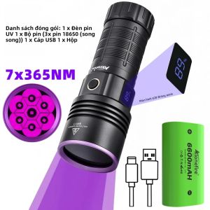 Alonefire | Đèn Pin UV 140W 365nm Sạc USB Công Suất Cao Dùng Để Phát Hiện Vết Bẩn Thú Cưng Nấm Da Tiền Giả Bọ Cạp Kiểm Tra Sơn Xe Hơi