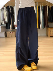 YIFANSHI | Navy Blue Summer High Waist Loose Straight Leg Trousers for Petite Women