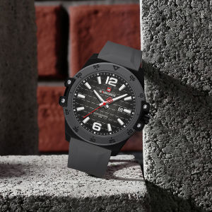 Naviforce ban đầu thời trang thạch anh Đồng hồ nam dây đeo Silicon không thấm nước 50m Lịch Kim dạ quang nam giới chàng trai nhẹ thường ngày xem nf7122