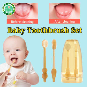 Baby Toothbrush Oral Care Set Portable Soft Silicone Tongue clean toothbrush for kids Cleaning Kit