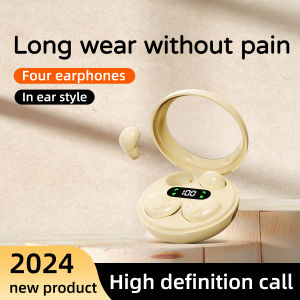 Noise Reduction TWS Earphones with Microphone 9D Four Headset for Double People Bluetooth-Compatible 5.1 Wireless Headphones