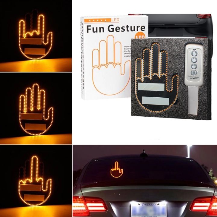 Cheap LED Gesture Light with Remote Control Car Finger Light OK Gesture  Light for Car Truck Hand Lamp Auto Accessories