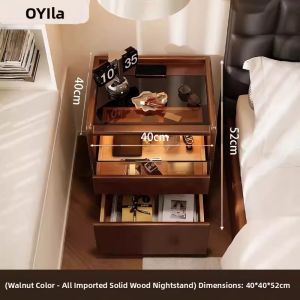 OYIla | Intelligent Solid Wood Bedside Table Multi-Function Storage