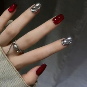 MONLEYTA | 2025 New Cats Eye Nail Tips Wearable False Nails Autumn Winter Long Short Complete Set Artificial Nails Manicure Easy Apply