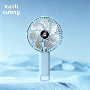 Quạt Cầm Tay Có Thể Gập Lại 6 Inch Sạc Lại Được Có Màn Hình Hiển Thị Pin Kỹ Thuật Số LED 5 Tốc Độ Gió Điều Chỉnh Và Cánh Quạt Lớn Cho Khả Năng Làm Mát Mạnh Mẽ