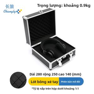 changly | Hộp Đựng Tai Nghe Bảo Vệ Microphone Da Nhôm Có Khóa