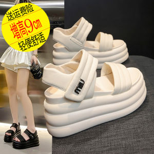 Casual Roman Style Sandals for Women with 9cm Thick Bottom IncreasesHeight Waterproof Platform Open Toe Wedge Heel Design