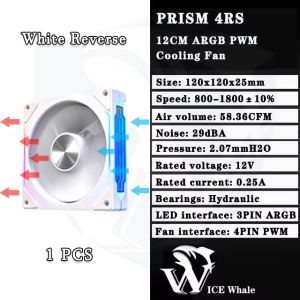 ICE Whale Prism 4RS Infinity Mirror Design ARGB 120mm Chassis Cooling Fan 5V 3PIN Lighting Sync 4PIN PWM PC Case Fan